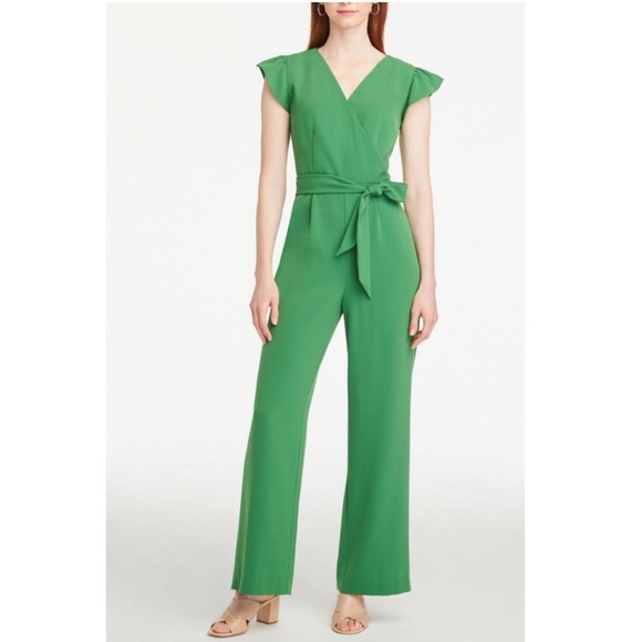 Ann Taylor Factory Pants - NEW ANN TAYLOR RUFFLE SLEEVE JUMPSUIT Green Size 4